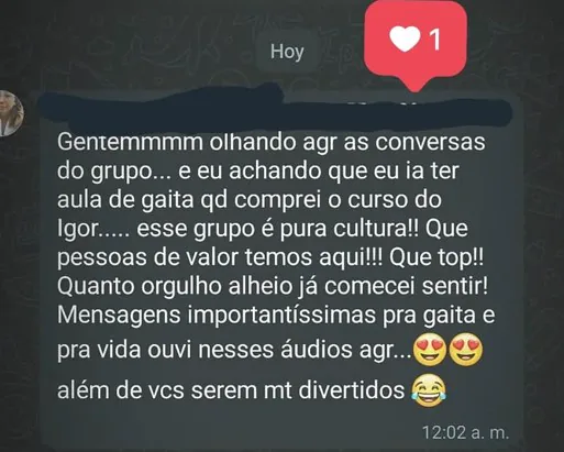 Aluna descreve a comunidade como uma turma acolhedora e divertida