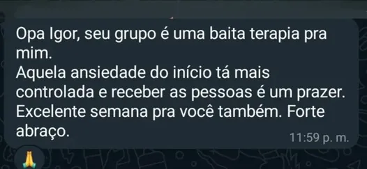 Aluno conta que o grupo funciona como uma terapia e ajuda a controlar a ansiedade do começo