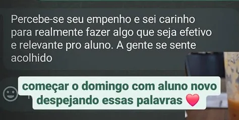 Mensagem sobre um domingo de estudo com aluno novo
