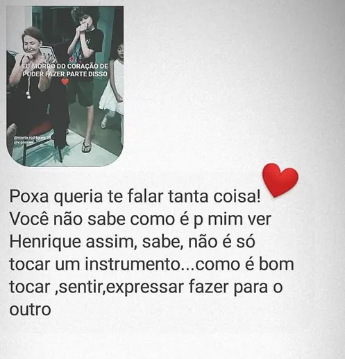 Mensagem sobre sentir e se expressar com a música