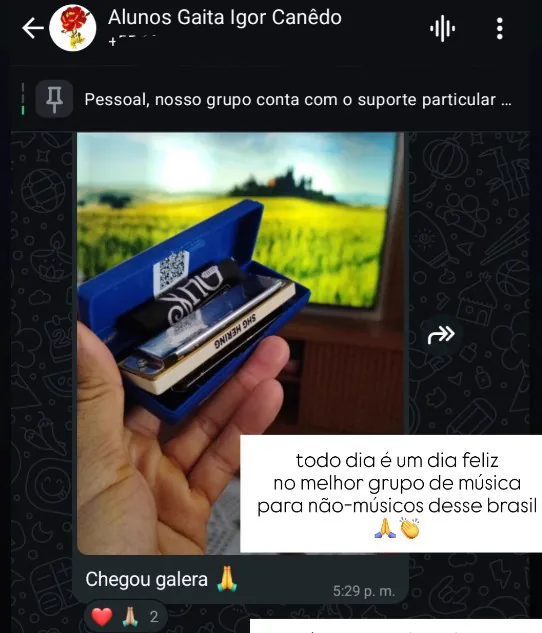 Mensagem sobre o melhor grupo para quem não era músico