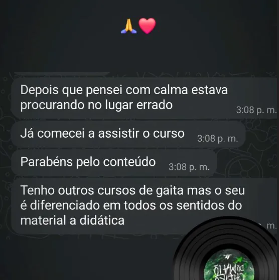 Mensagem dizendo que o curso é diferenciado